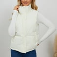 thumbnail image 5 of Fanxing Puffer Vest Women Lightweight Full-Zip Stand Collar Sleeveless Quilted Jacket Warm Winter Coat Padded Down Outerwear White S, 5 of 9