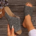 thumbnail image 2 of Modisza Orthopedic Wedge Sandals for Women Flower Cutout Wide Width Slip on Wedges Slides Ladies Casual Summer Slippers size 8 Grey, 2 of 7