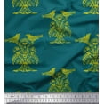 thumbnail image 1 of Soimoi Moss Georgette Fabric Bird & Tree Block Print Fabric by The Yard 42 Inch Wide, 1 of 3