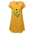thumbnail image 4 of Edvintorg Womens Plus Size Dresses Fashion Sunflower Printed V-Neck Short Sleeve Cotton And Linen Dress Summer Casual Beach Dresses for Women, 4 of 6