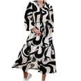 thumbnail image 2 of mtvxesu Robes Grande Taille, Robe Mi-Longue à Manches Longues à Col Rabattu pour Femme, Style Mode Printemps/été, Robes Midi, 2 of 9