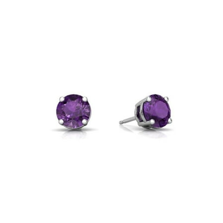 14k White Gold Plated Round Lab Created Alexandrite Stud Earrings 14k White Gold Plated Round Lab Created Alexandrite Stud Earrings