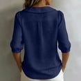thumbnail image 5 of Womens Peter Pan Collar Button Down Shirt Puff Doll Half Sleeve Floral Tops Loose Fit Dressy Casual Office Going Out Shirts Navy XL, 5 of 5