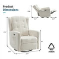thumbnail image 6 of Power Swivel Rocking Recliner Chair, Electric Rocker Nursery Glider Chair, USB and Type-C Ports, Upholstered Fabric Reclining Single Sofa Chair for Living Room (Beige), 6 of 8