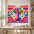 thumbnail image 5 of Cowboy Boot Vases with Wildflowers in Geometric Southwestern Pattern, Playful Maximalist for Western Art Lovers, Vibrant Home Decor Birthday Gift Tapestry Wall Hanging for Living Room and Dorm, 5 of 7