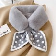 thumbnail image 4 of Women Scarf Dot Pattern Fish Tail Fluffy Patchwork Scarf Faux Rabbit Fur Windproof Neck Warmer for Outdoor, 4 of 8