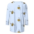 thumbnail image 4 of SOOMLON Womens 3/4 Sleeve Shirts Plus Size Tunic Bee Festival Tops Casual Crewneck Shirts Funny Honey Bee Graphic T Shirts 2025 Trendy Spring Summer Ladies Tops Loose Fit Outfits Pullover Blue XL, 4 of 5