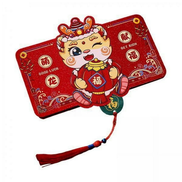 Sobres rojos,Sobres rojos del Año Nuevo chino 2024 Regalos de dragón,Bolsillos para dinero de la Sobre de dinero de la de Hongbao,Paquete de regalo del año del dragón 2024