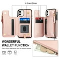 thumbnail image 7 of Wallet Case for Apple iPhone 12 Pro / iPhone 12 6.1", with Crossbody Shoulder Strap & Hand Wrist Cards Holder Zipper Pocket Stand Feature Full Protective Shockpoof Case for iPhone 12 Pro / 12,Rosegold, 7 of 7