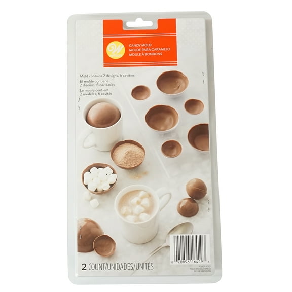 Wilton 6 Cavity, Hot Cocoa Bomb Candy Mold, 2 Count, 2115-0-0241