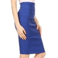 thumbnail image 4 of Petite High Waist Stretch Pencil Skirt with Shirred Waist Detail - Blue - Medium, 4 of 4