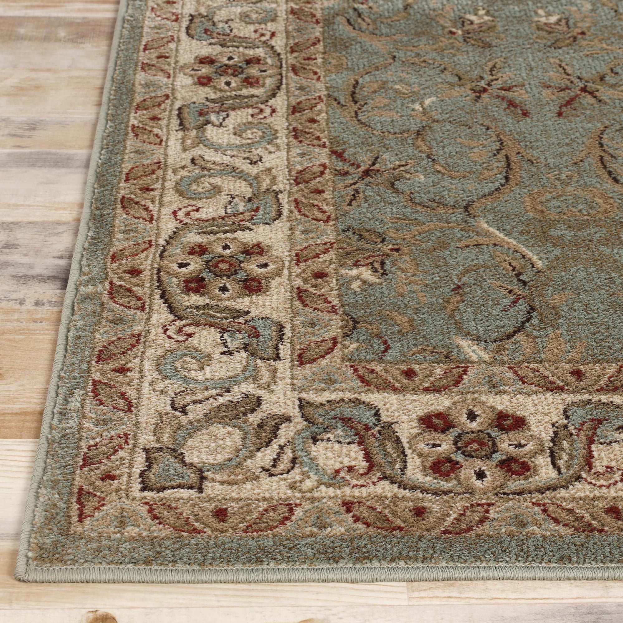 BNM Floral Scroll Vines Indoor Area Rug, 8' x 8', Green