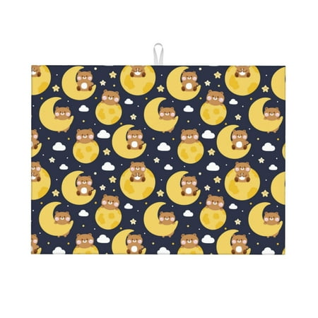 

Cauagu Dish Drying Mat 24*18 inch Absorbent Dish Drainer Kitchen Counter Dish Drying Pad for Countertops Sinks Draining Racks( Moon Bear)