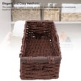 thumbnail image 4 of Woven Storage Basket Handwoven Paper Rope Bin Rustic Decorative Storage with Sturdy Wooden Handles for Bathroom Living Room Kitchen Office, 4 of 7