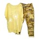 thumbnail image 1 of ICHUANYI Clearance Women's Print Crewneck Half Sleeve Pullover Shirt Tops + Pants Trousers Set(Yellow, L) ICHUANYI WER2023080802920, 1 of 6