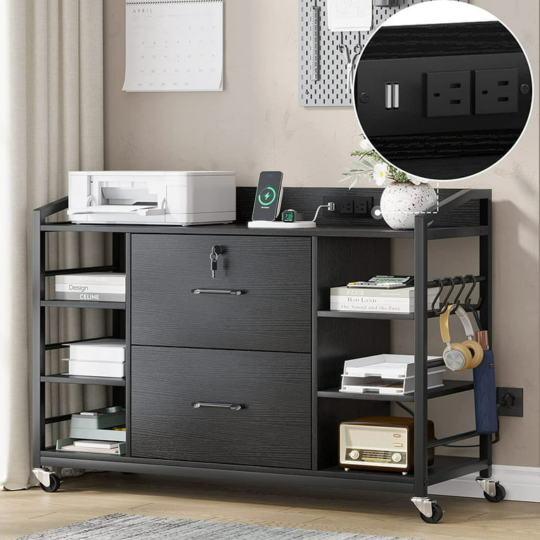 Black File Cabinet With 2 Drawer Lock