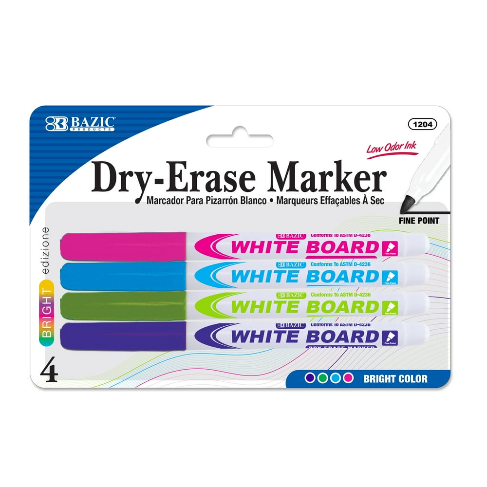 BAZIC Dry Erase Marker Bright Color Fine Tip, Whiteboard Pen Marcador