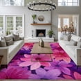 thumbnail image 3 of Watercolor Flowers Area Rugs 5'x7', Washable Small Throw Rugs for Laundry Room Playroom, Spring Floral Vintage Pink Purple Indoor Outdoor Rug Non-Slip Low Pile Carpet Runner Reversible Floor Mats, 3 of 8