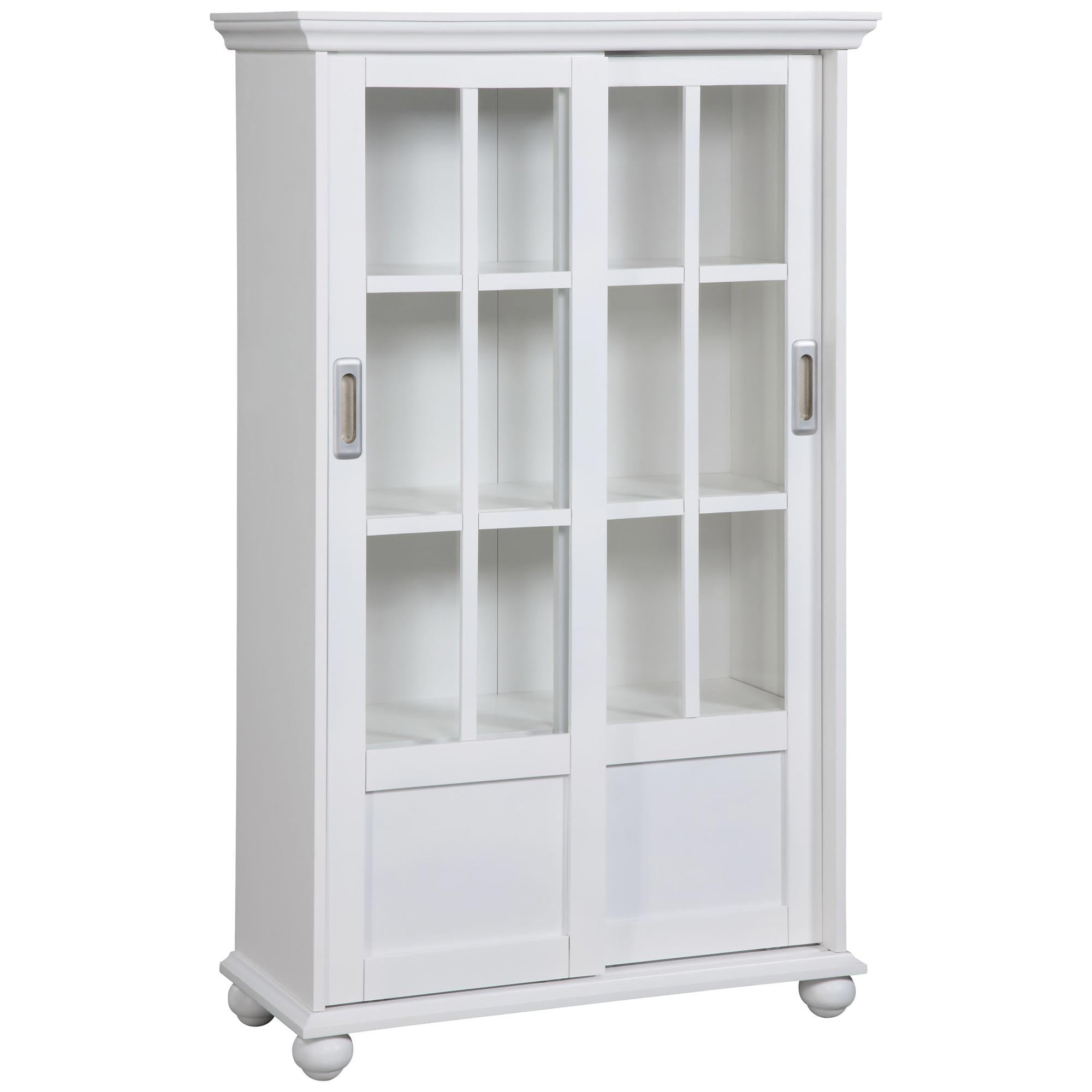 Aaron Lane Bookcase with Sliding Glass Doors, White