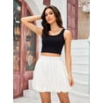 thumbnail image 3 of Siliteelon Women Ruffle Mini Skirt Flowy Skort High Waisted Bubble Hem Built-in Shorts with Pockets, 3 of 6
