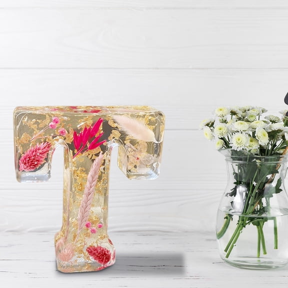 Herrnalise Floral 26 Letters Night Light,Handmade Pressed Floral Resin Night Light with LED Light for Family & Friend,Personalized Creative Letter Lamp Can Be Freely Combined into Vocabulary,Letter T