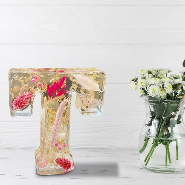 Lámpara de noche de resina con letras florales | Lámpara decorativa con flores para dormitorio, guardería y sala de estar | Regalo de decoración para mujeres, niñas y niños