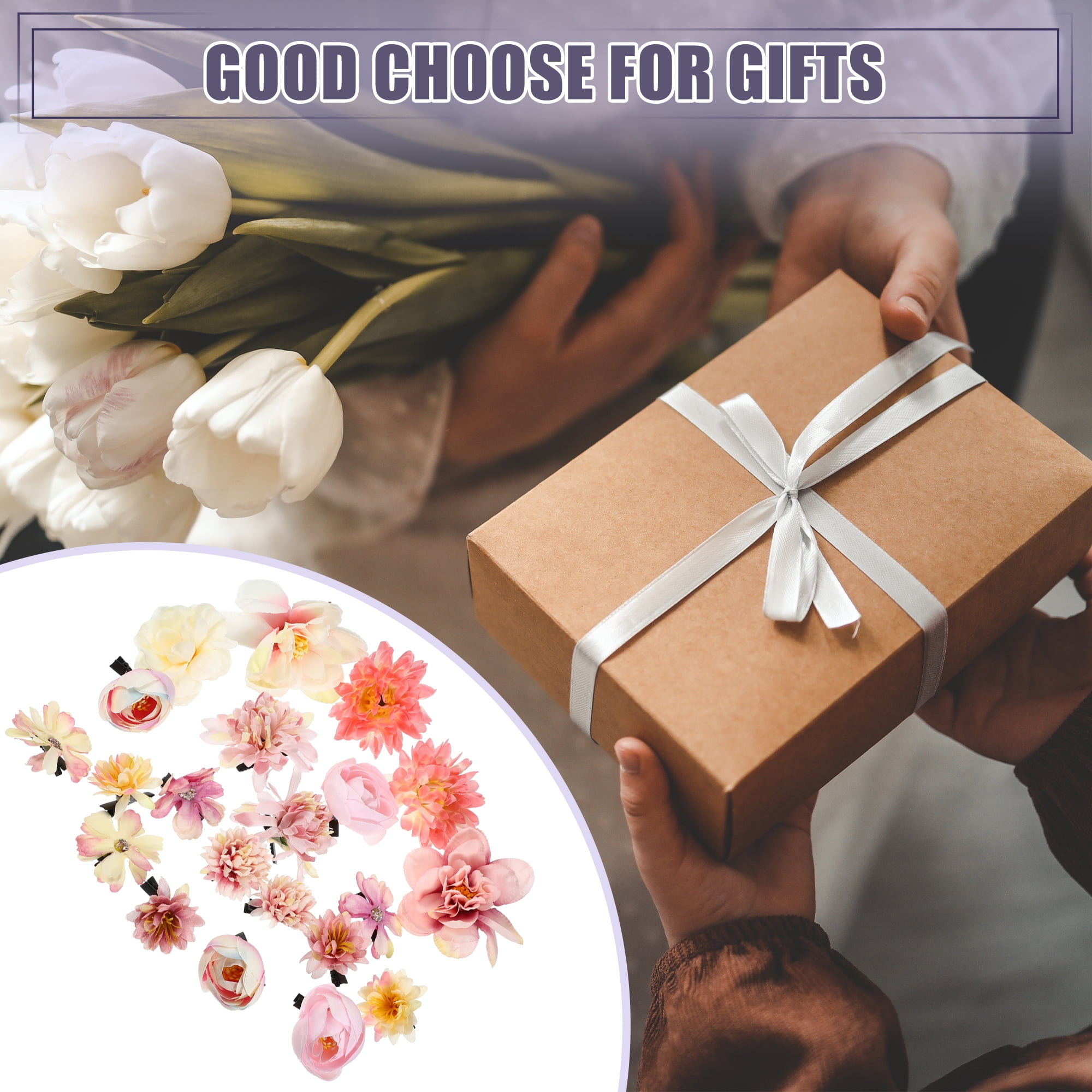 Unique Bargains 21Pcs Flower Hair Clips Flower Hair Barrettes Fake Flowers