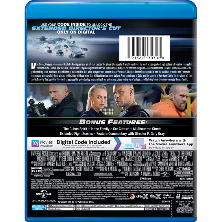 Fast & Furious 8: The Fate of the Furious (Digital) Blu-ray 