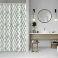 thumbnail image 3 of Green and White Shower Curtain, Modern Aesthetic Sage Green Striped Shower Curtain Set for Bathroom Waterproof Polyester Shower Curtain with Hooks, 48x72 Inch, 3 of 5