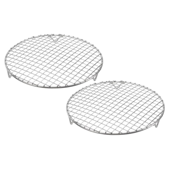 Uxcell 2 Pcs Soporte de Cocina Redondo con Patas, Diámetro 9.8 Pulgadas, Parrilla de Acero Inoxidable 304 para Cocinar, Hornear, Barbacoa y Freír al Aire, Plata