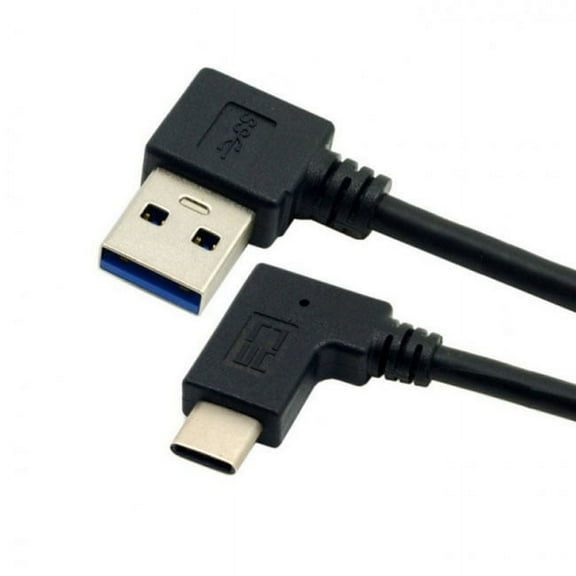 CY Reversible USB 3.1 USB-C Angled to 90 Degree Left Angled A Male Data Cable for Macbook Tablet Mobile Phone