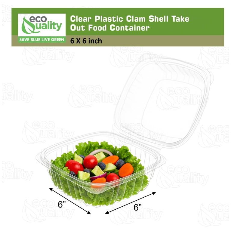 EcoQuality [50 Pack] 6x6 Clamshell To-Go Boxes, Recyclable