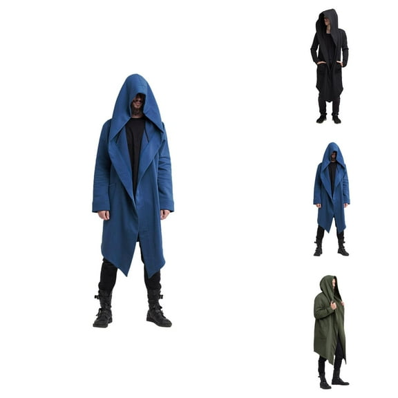 Men's Jacket Dark Style Long Cardigan Cloak Coat Hooded Sweater Men Cotton Hooded Sweatshirt
