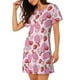 thumbnail image 2 of Fotbe Strawberry Popsicle Bata de Dormir para Mujer con Estampado, Camisón de Algodón de Manga Corta, Ropa de Dormir Casual, 2 of 6