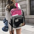thumbnail image 6 of Large Clear PVC Backpack Heavy Duty See Through Backpack for Adults Work Travel, Pink-bow Print Printed 12L, 6 of 8