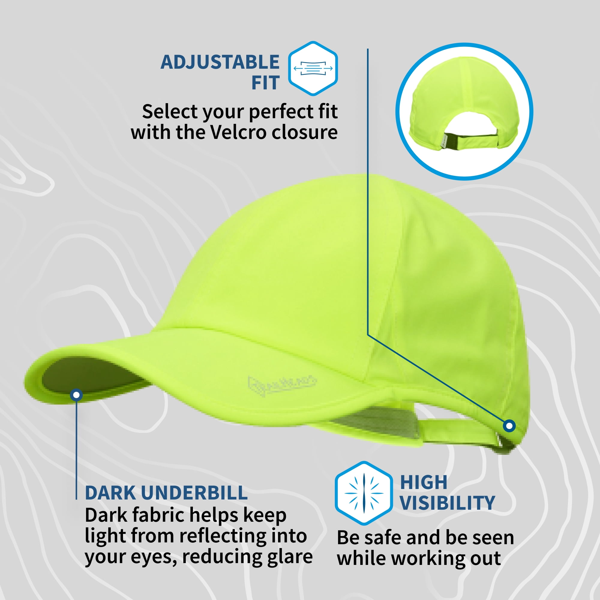 Men's UV Protection Running Hat - 2-Pack - black reflective & hi vis