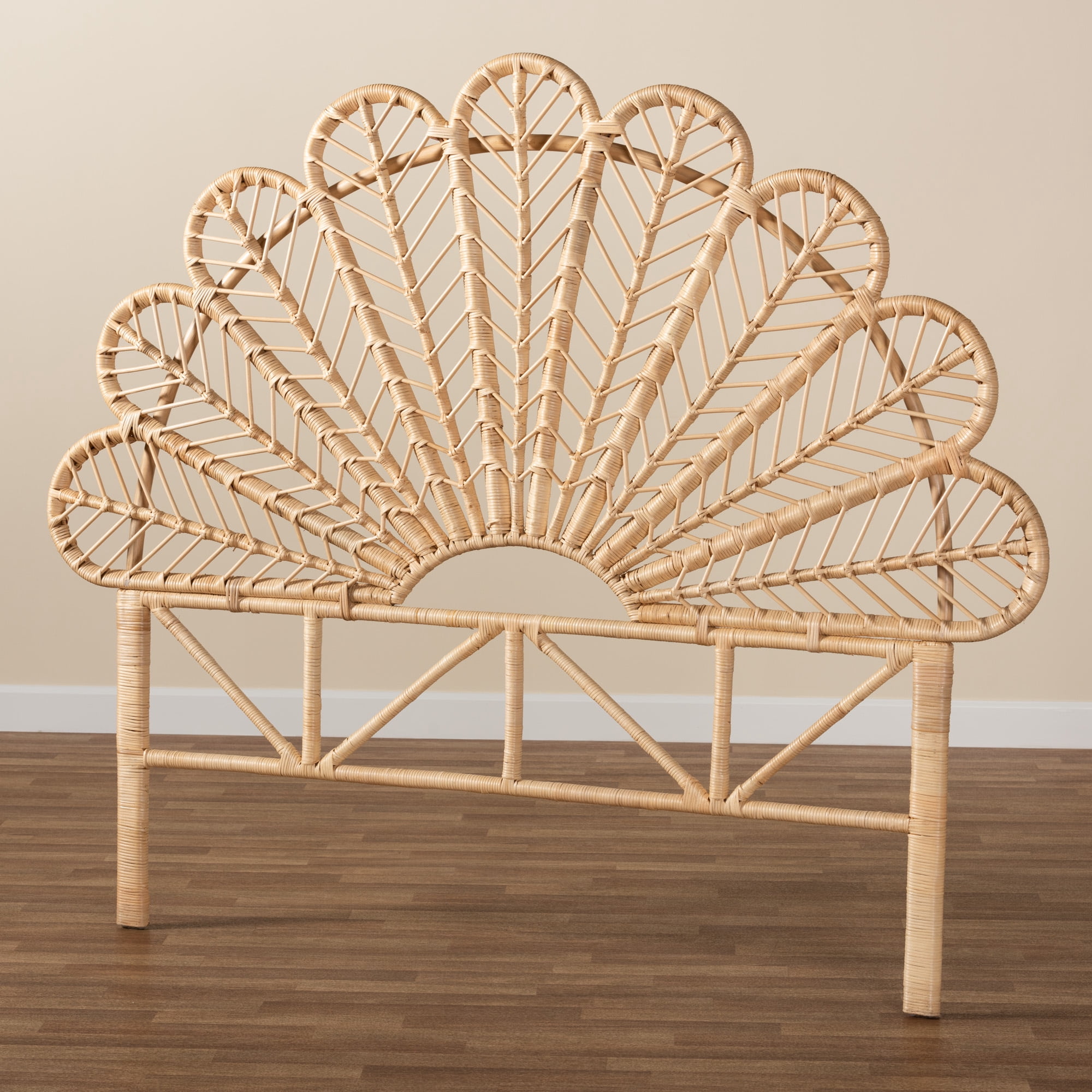 bali & pari Variel Rattan BOHO Headboard, Queen Size, Natural Brown