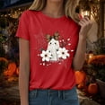 thumbnail image 4 of enyan Halloween Shirt Women Fashion Short Sleeve Tee Pumpkin Graphic Cute Ghost Tops Solid Casual Loose Basic T Shirt Red,S, 4 of 7