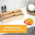 thumbnail image 3 of Plastic Wrap Dispenser with Cutter, 2 in 1 Bamboo Plastic Wrap Foil and Wax Paper Organizer and Dispenser for Kitchen Drawer, Wall Mount Holder (2 Slots), 3 of 7