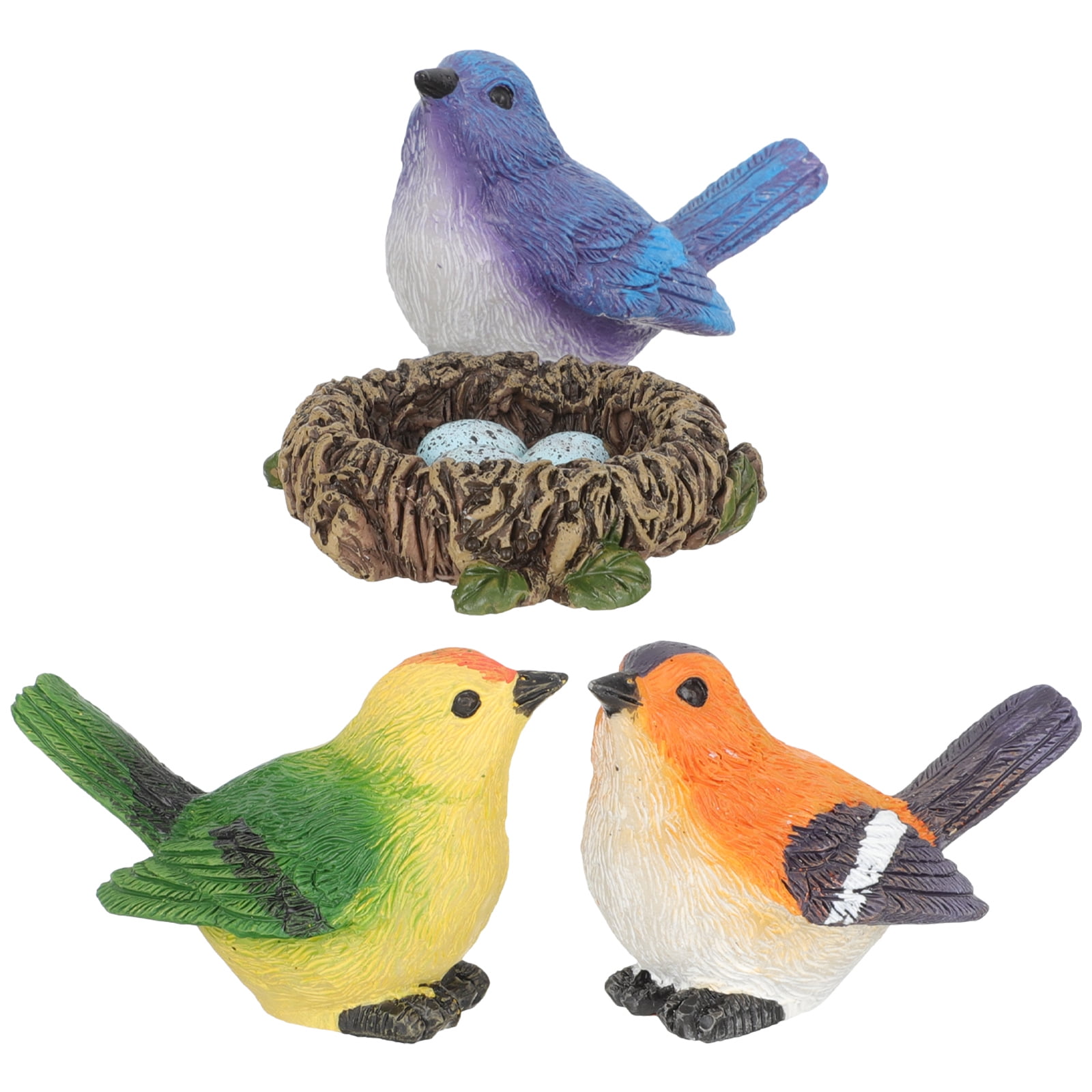 1 Set of Artificial Birds Resin Fake Birds with Nest Simulation Bird