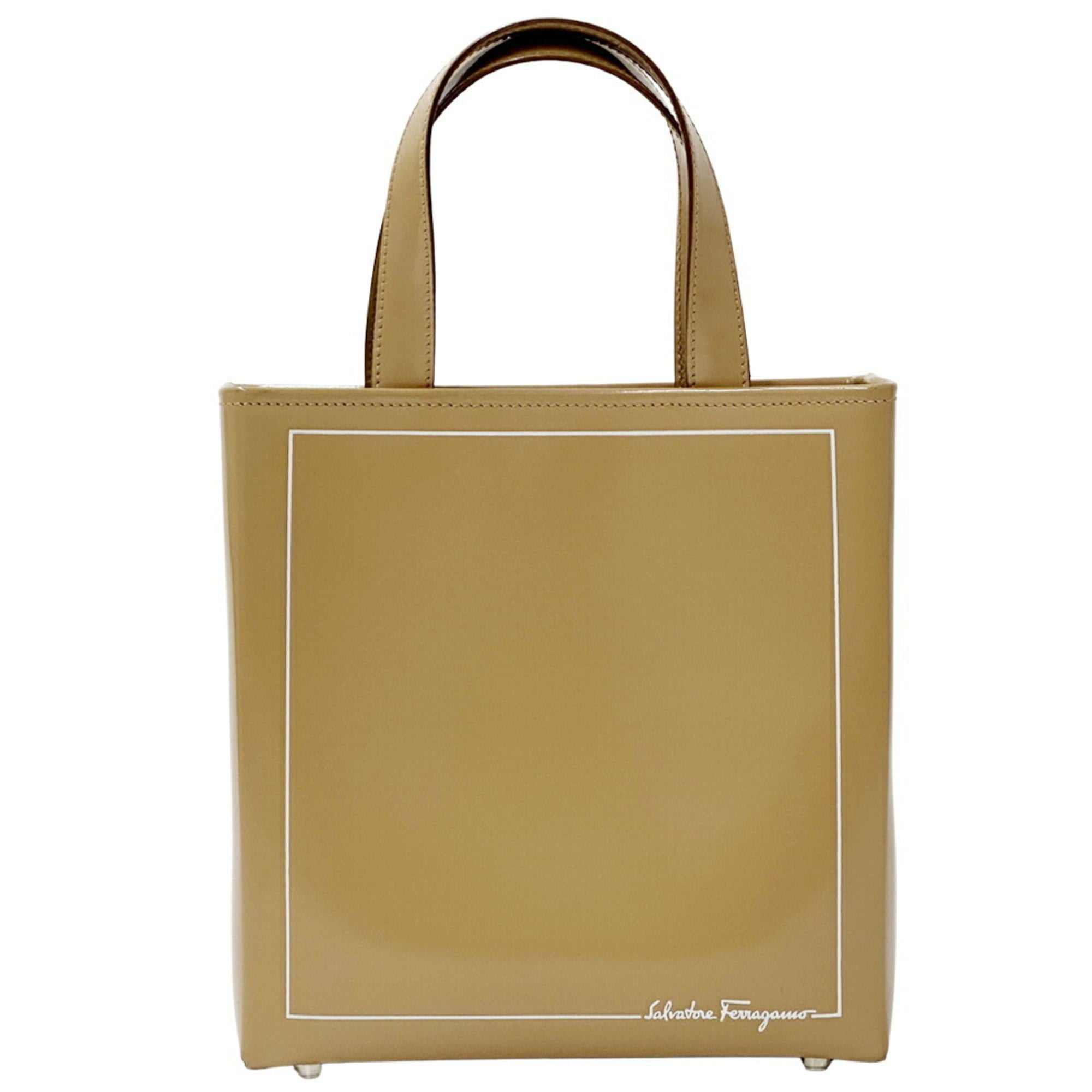 【関税&送料込】Salvatore Ferragamo Beige Leather Small Fiam Pre-Owned Salvatore Ferragamo Ferragamo Women's Handbag