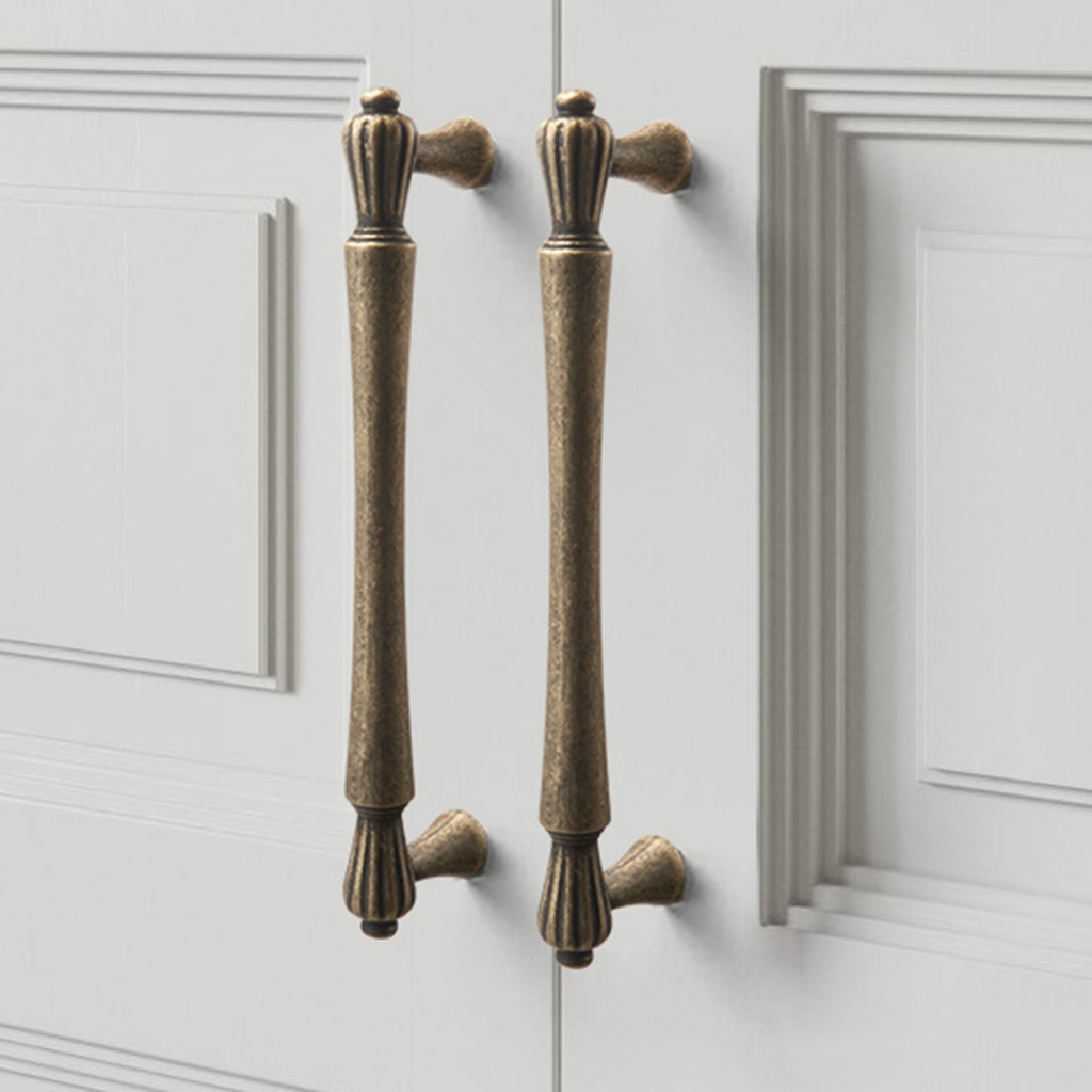 TIERPOP 4pcs Antique Designs Kitchen Cabinet Pull French styles Handles Antique Drawer Pulls Easy to Use for Cupboard & Bathro