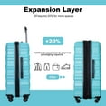 thumbnail image 3 of 3 Piece Luggage Sets, PC Lightweight & Durable Expandable Suitcase with Two Hooks, Double Spinner Wheels, TSA Lock, 21''/25''/29'', Aqua Blue, 3 of 8
