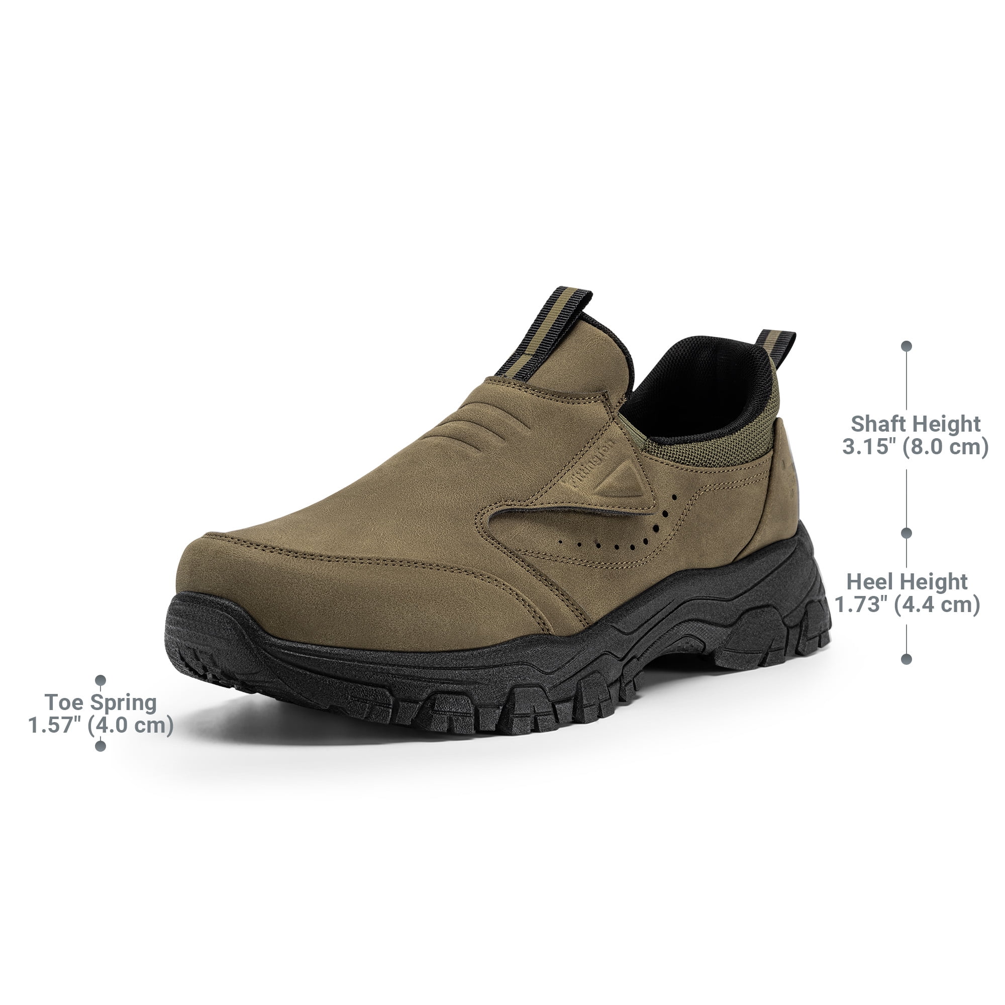 Fittington Slip on Shoes for Men Hiking Walking Shoes Trekking Loafer with Arch Support, Light Brown-Size 12