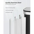 thumbnail image 4 of SONGMICS Kitchen Trash Can, 5.2-Gallon (20L) Garbage Can with Lid, Stainless Steel, Soft Close and Stays Open, Inner Bucket, Wide Non-Slip Pedal, Metallic Silver, 4 of 8