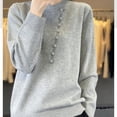 thumbnail image 5 of HAPIMO Slim Wool Sweater Women Fall Winter Warm Knitted Pullover Mockneck Long Sleeve Sweater Basic Tops Stretch Button Gray XL, 5 of 6