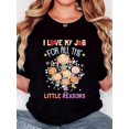 thumbnail image 1 of Women's T-shirt, "Seven Youngsters Colorful Reasons" Print, Retro Minimalist Fashion, Round Neck, Casual Comfort, Sports Short Sleeve T-shirt, 1 of 6