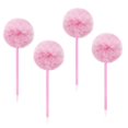thumbnail image 1 of Biiange - Set de 4 bolígrafos negros de tinta negra con pompón rosa esponjoso, 1 of 6