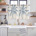 thumbnail image 2 of Blue Palm Tree Kitchen Curtains Short 45 Inch Length, Coastal Summer Wooden Grommet Top Bedroom Living Room Curtains, Light Filtering Cafe Curtain Drapes 2 Panels Set 84''x45'', 2 of 9