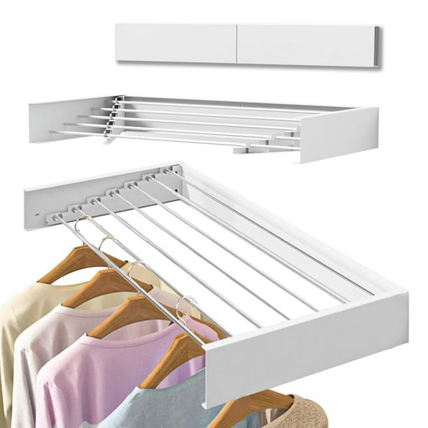 Tendedero de Ropa Plegable de Acero Inoxidable Ideal para Secado en Interiores y Exteriores,Tendedero Plegable de Acero Inoxidable para Colgar Ropa (80cm) (Blanco)